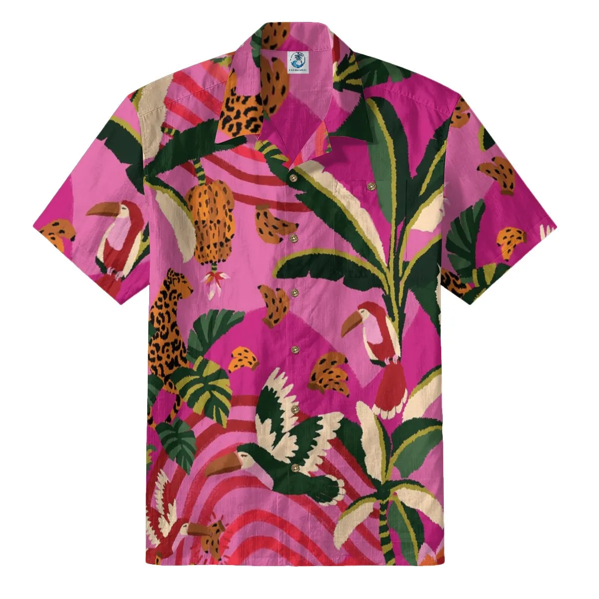 Pink Jungle Toucan &amp; Leopard Hawaiian Shirt