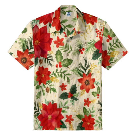 Poinsettia Christmas Hawaiian Shirt