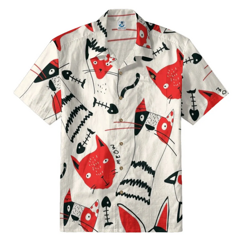 Red Cat & Fishbone Hawaiian Shirt