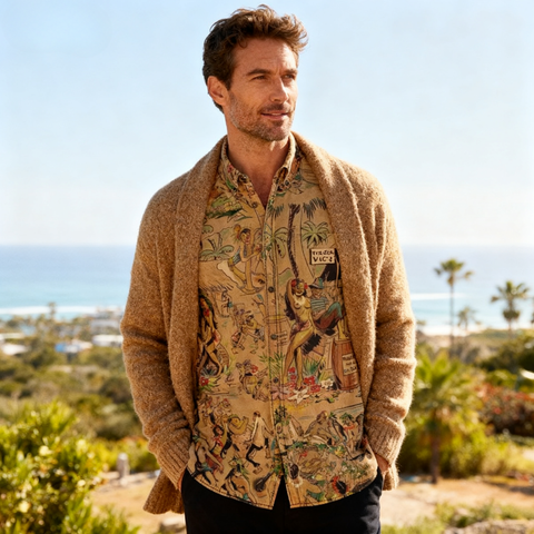 Tiki Tribune – Vintage Newspaper long-sleeve shirt