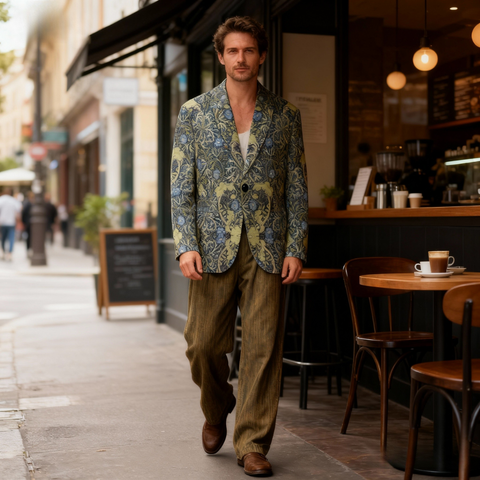 William Morris Blue-Green Botanical Blazer