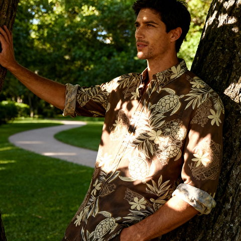 Island Guardian – Tribal Turtle & Floral Hawaiian Long-sleeve shirt