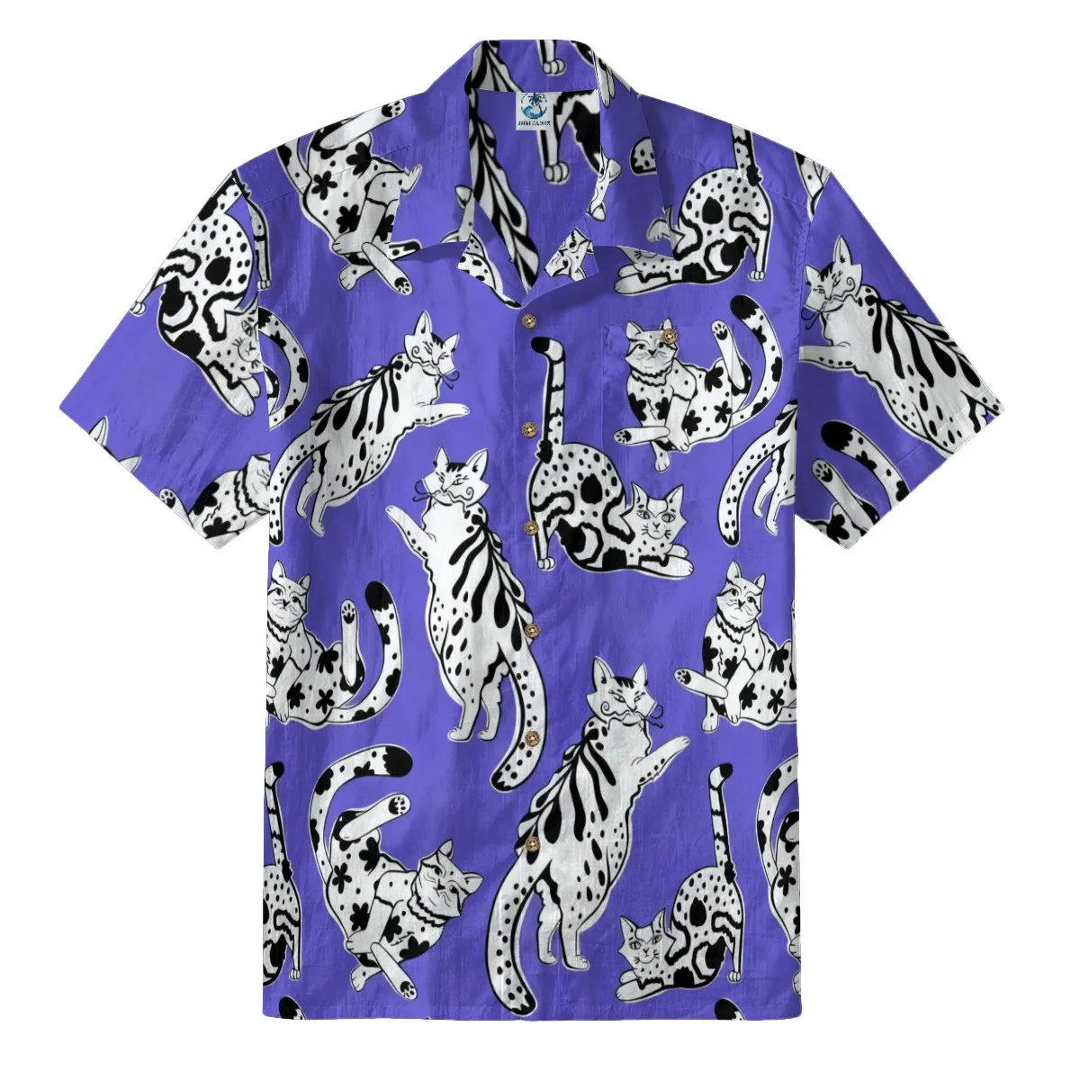 Purple Whimsical Cat Hawaiian Shirt