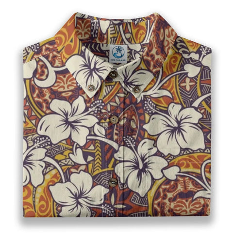 Flame Weaving – Retro Hibiscus with Tribal Totem Shirt