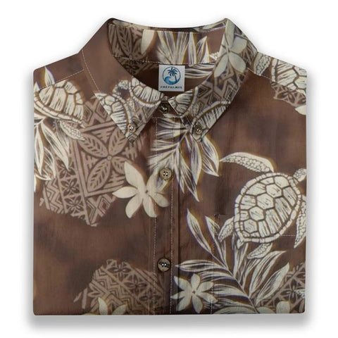 Island Guardian – Tribal Turtle & Floral Hawaiian Shirt