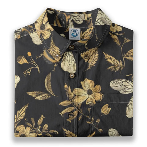Gilded Beeyard – Black Gold Bee Plant Hand-painted Art Print Shirt