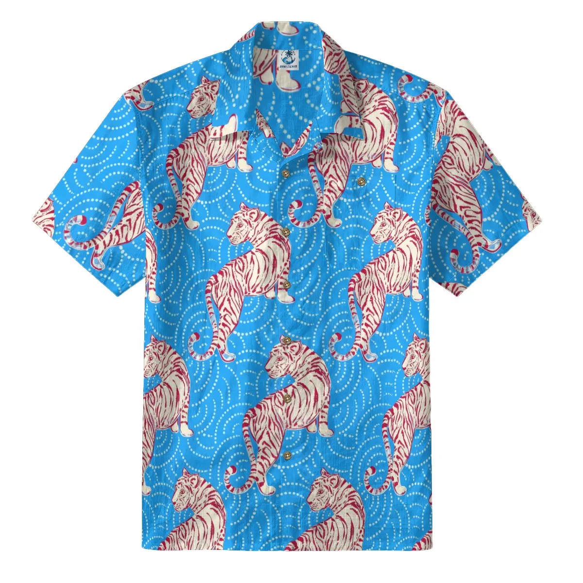 Blue Tiger Print Hawaiian Shirt