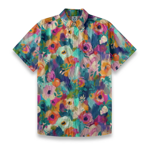 Abstract Floral Paint Splash Hawaiian Shirt