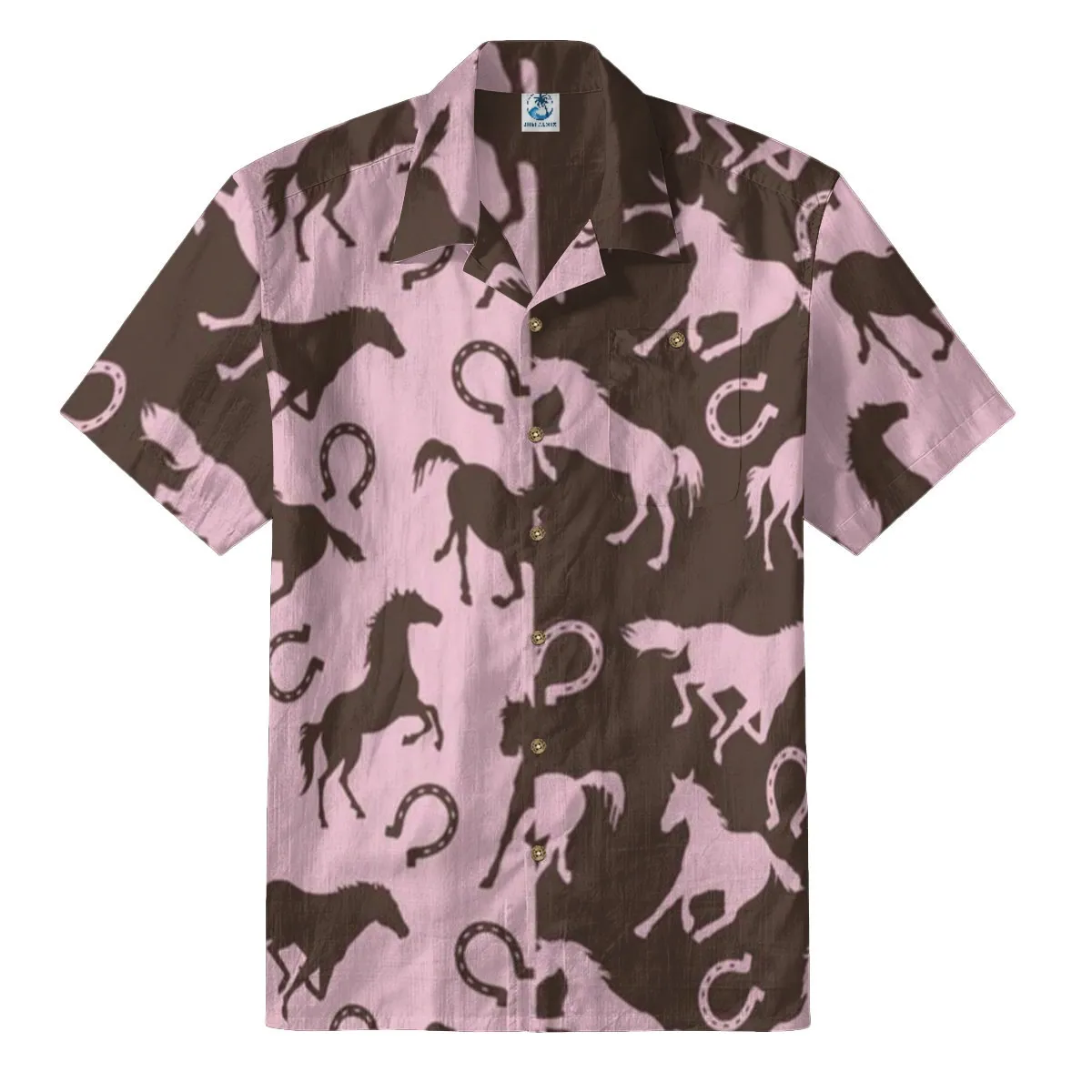 Pink & Brown Horse Hawaiian Shirt