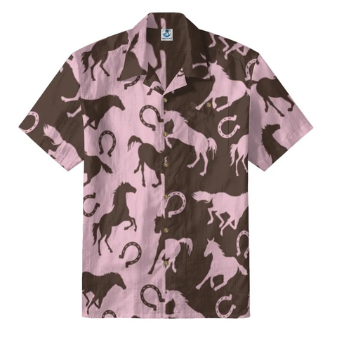 Pink & Brown Horse Hawaiian Shirt