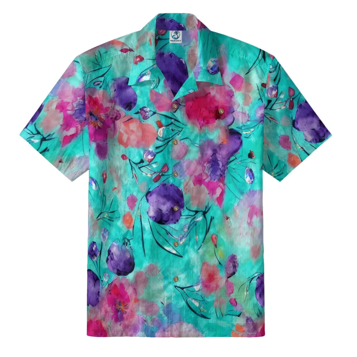 Tropical Watercolor Floral Hawaiian Shirt