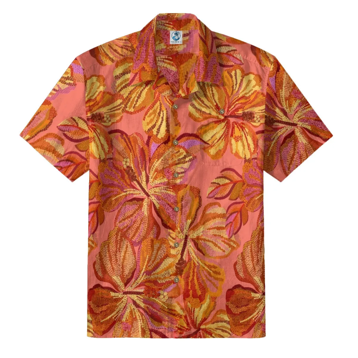 Peach Hibiscus Tropical Hawaiian Shirt