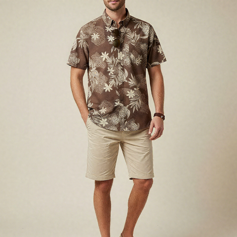 Island Guardian – Tribal Turtle & Floral Hawaiian Shirt