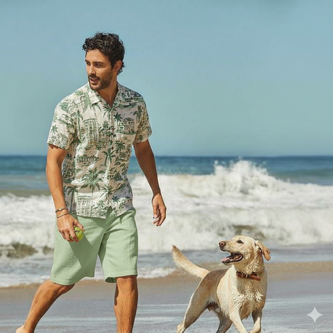 Hand-Drawn Holiday – Vintage Green Line Art Hawaiian Shirt