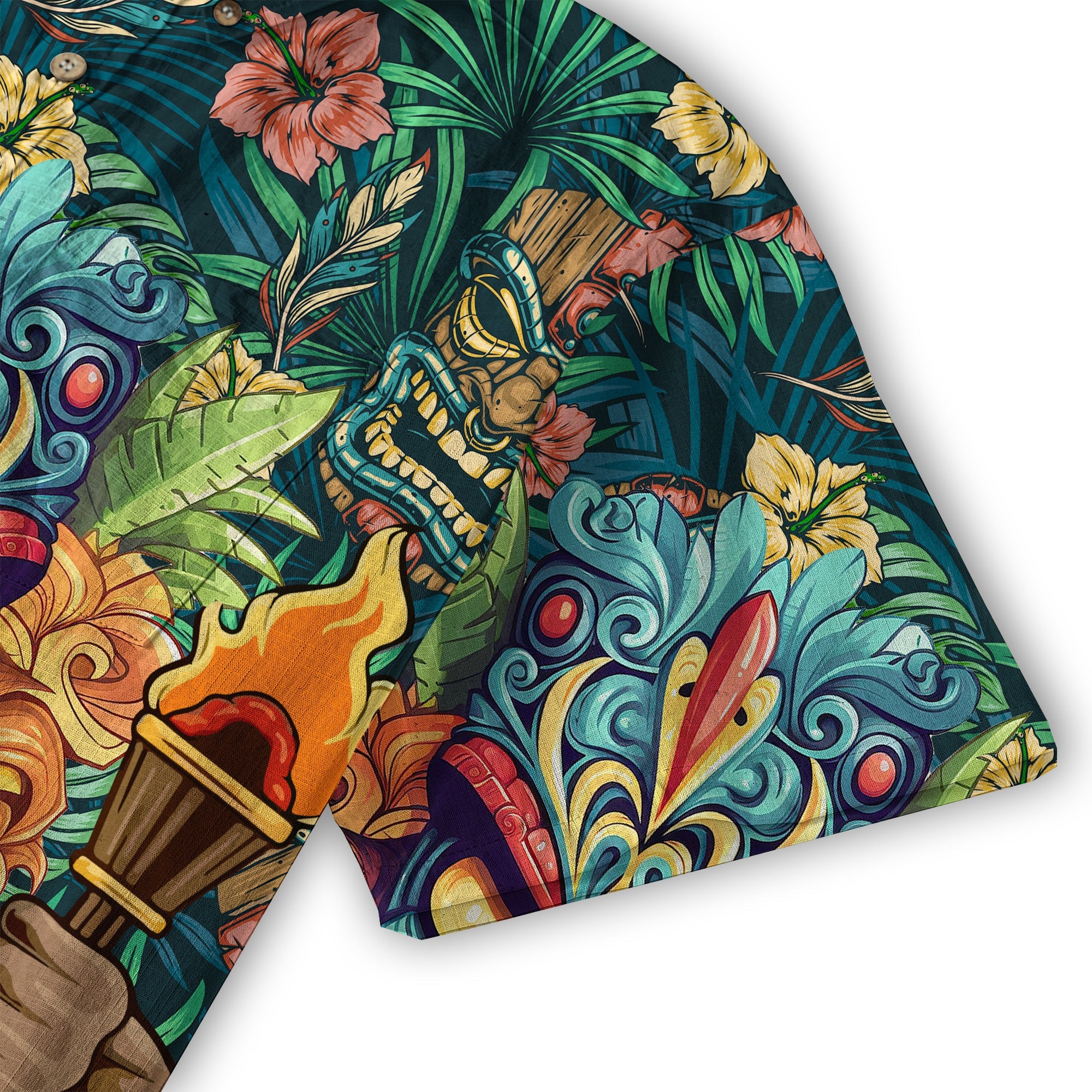 Tiki Mask Hawaiian Shirt for Men, Polynesian Hawaiian Button Down Aloha Shirt - The Palmix