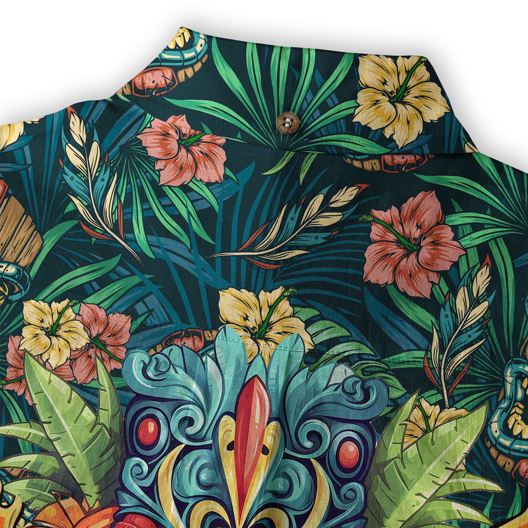 Tiki Mask Hawaiian Shirt for Men, Polynesian Hawaiian Button Down Aloha Shirt - The Palmix