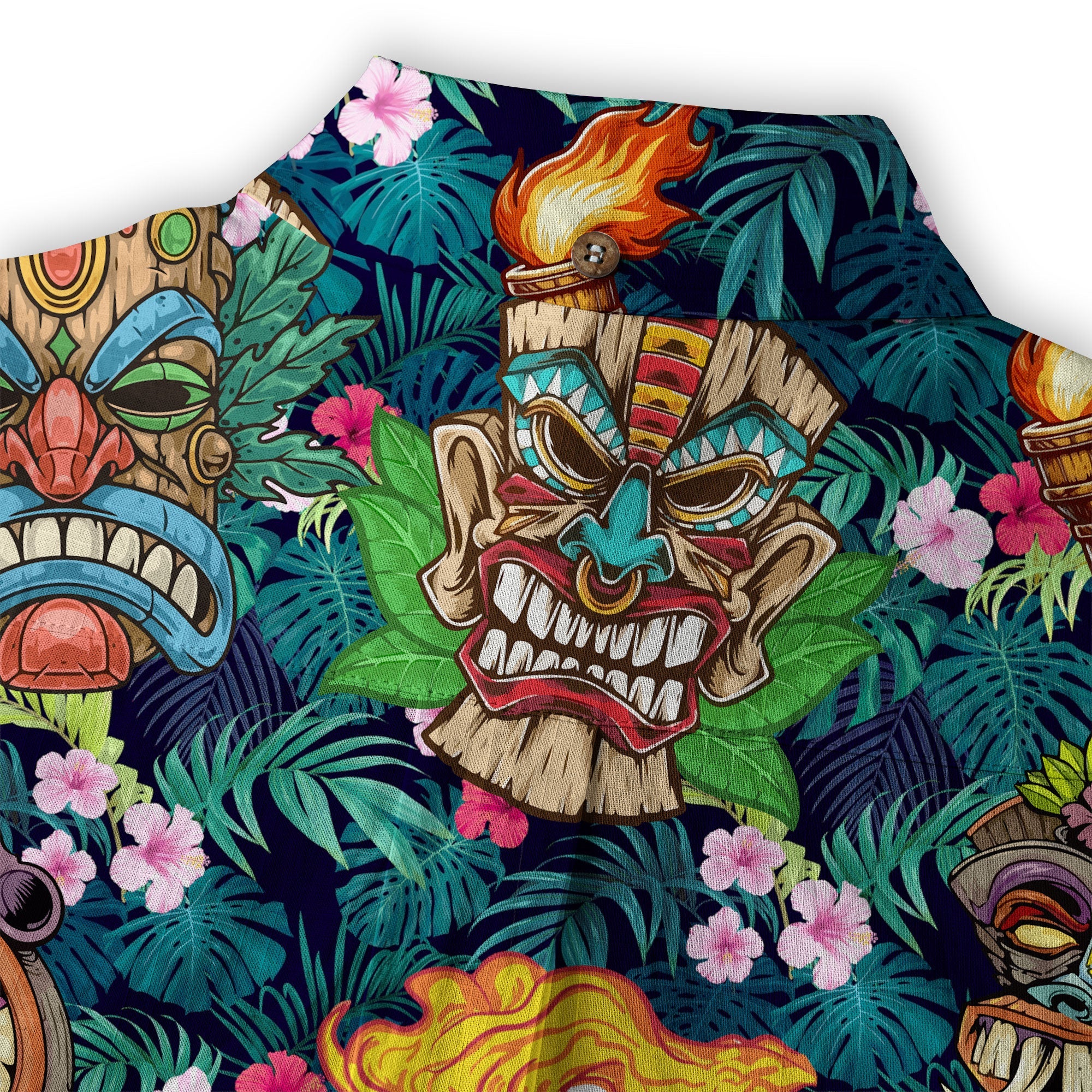Tiki Mask Hawaiian Shirt for Men, Polynesian Hawaiian Button Down Aloha Shirt - The Palmix
