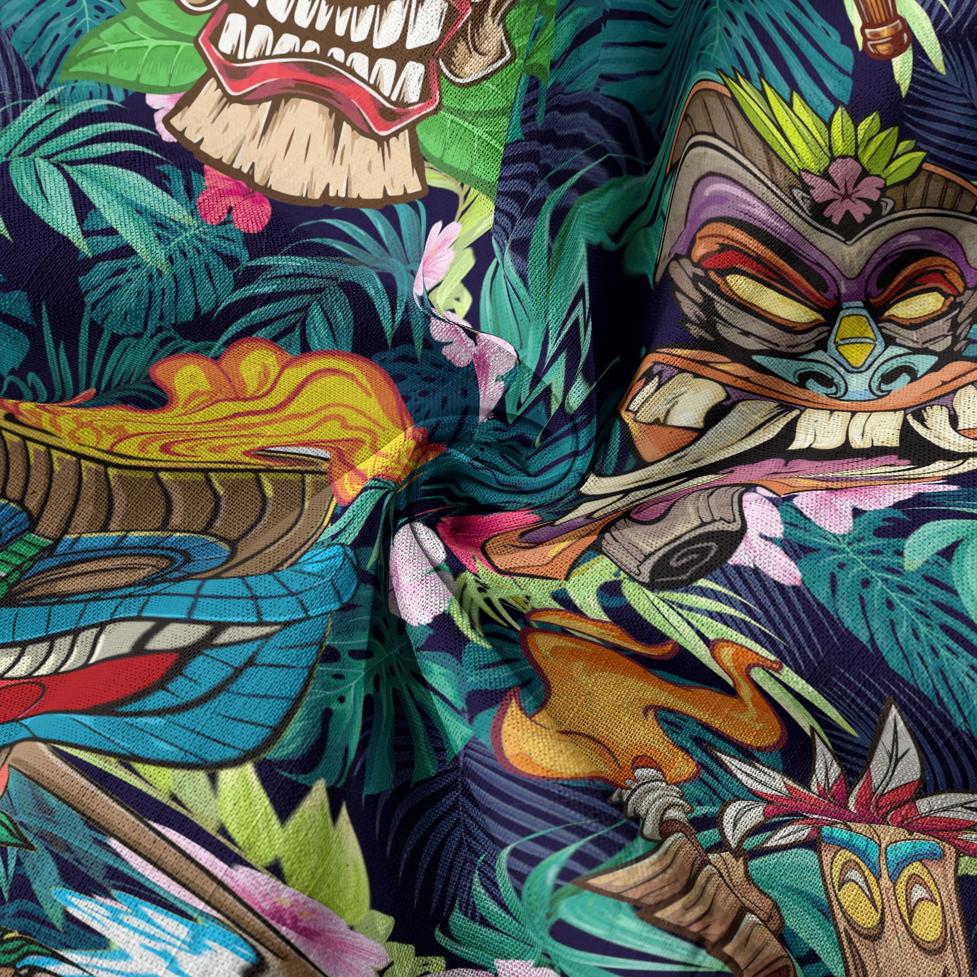 Tiki Mask Hawaiian Shirt for Men, Polynesian Hawaiian Button Down Aloha Shirt - The Palmix