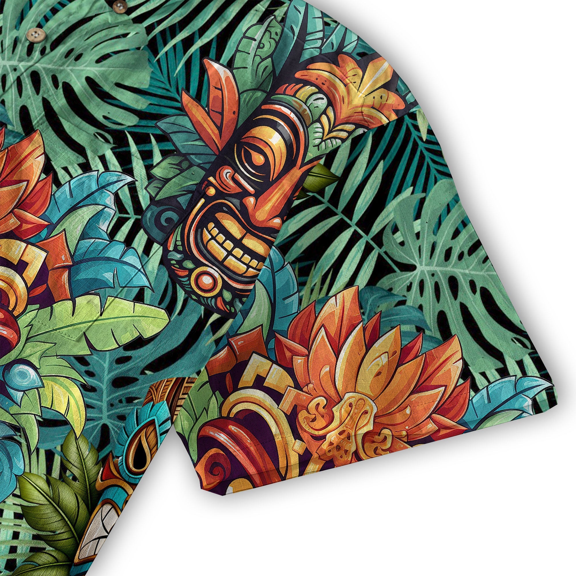 Tiki Mask Hawaiian Shirt for Men, Polynesian Hawaiian Button Down Aloha Shirt - The Palmix