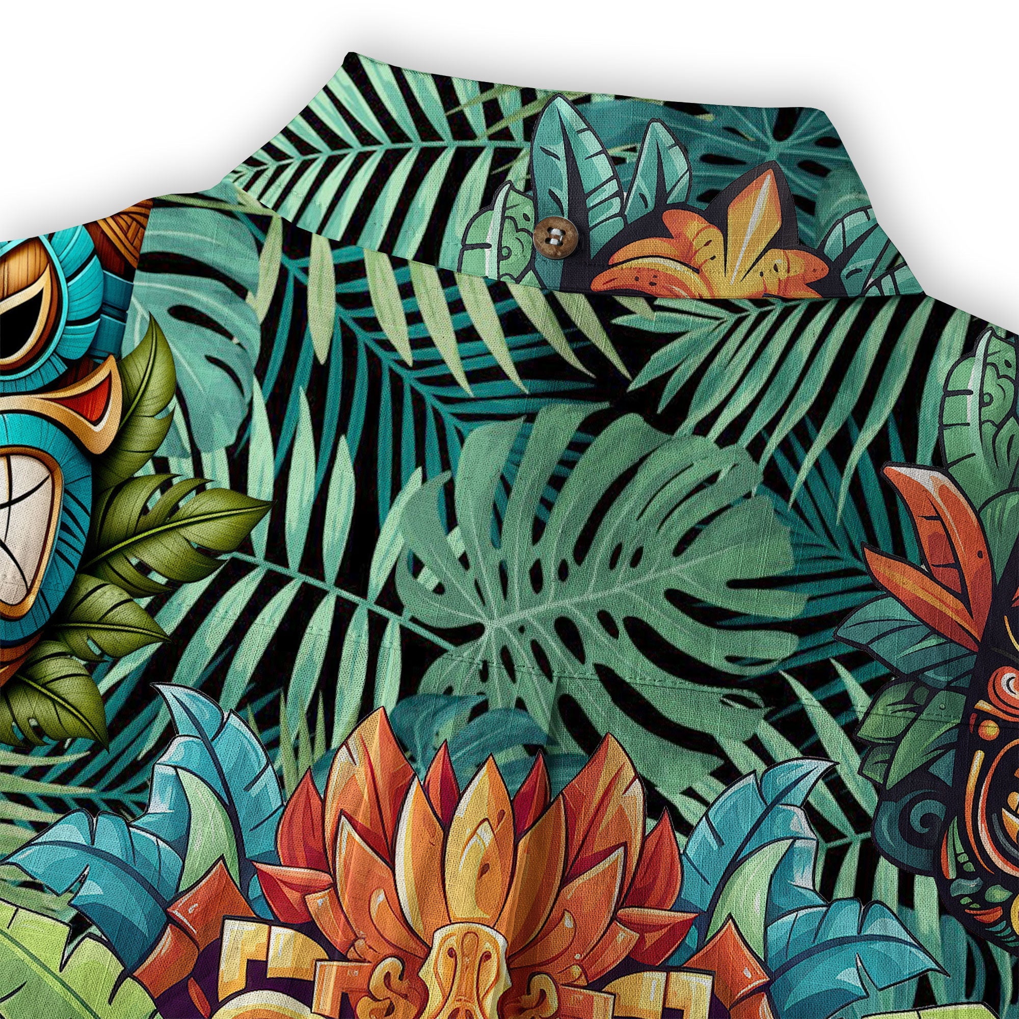 Tiki Mask Hawaiian Shirt for Men, Polynesian Hawaiian Button Down Aloha Shirt - The Palmix