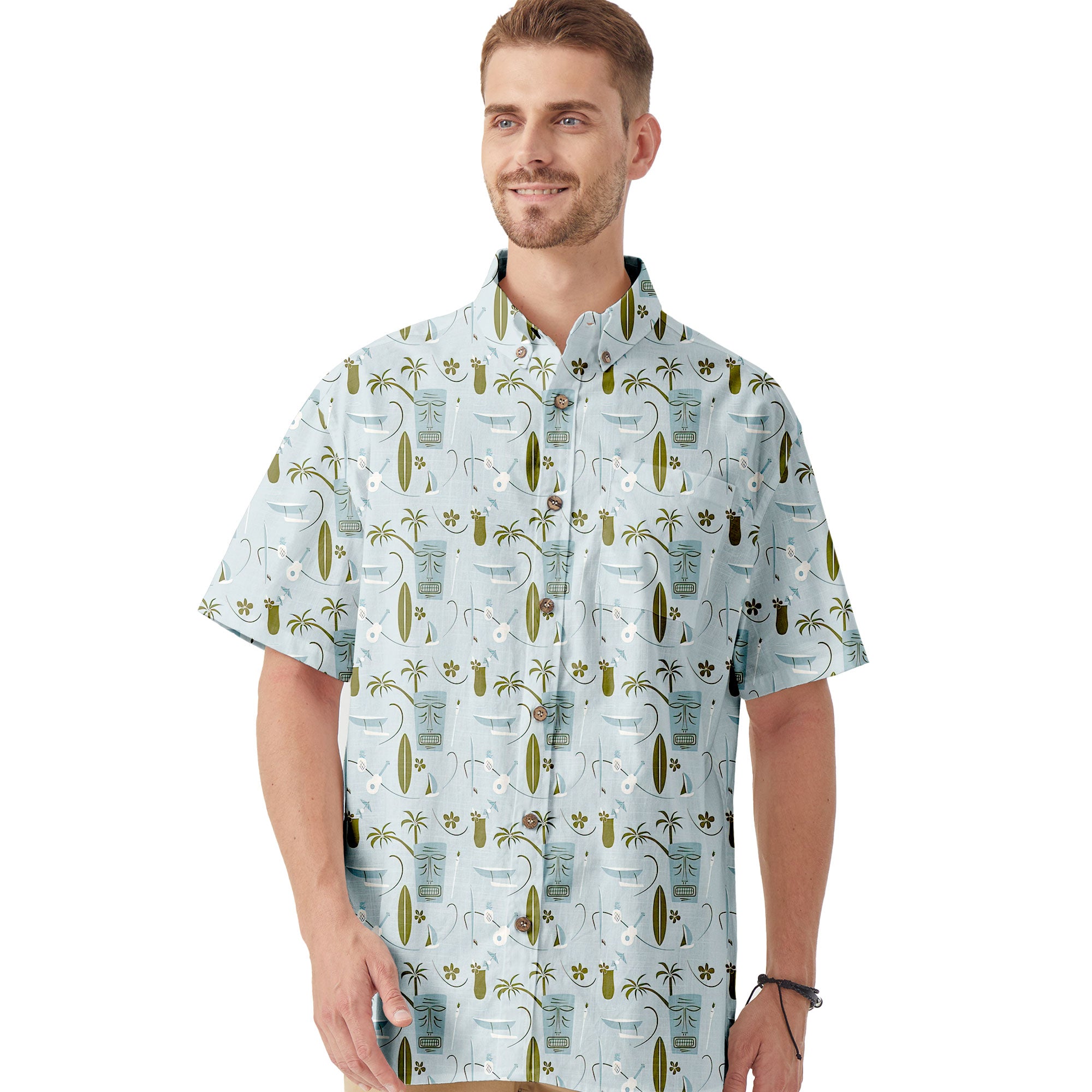 Retro Mid Century Modern Tiki Pattern Hawaii Shirt
