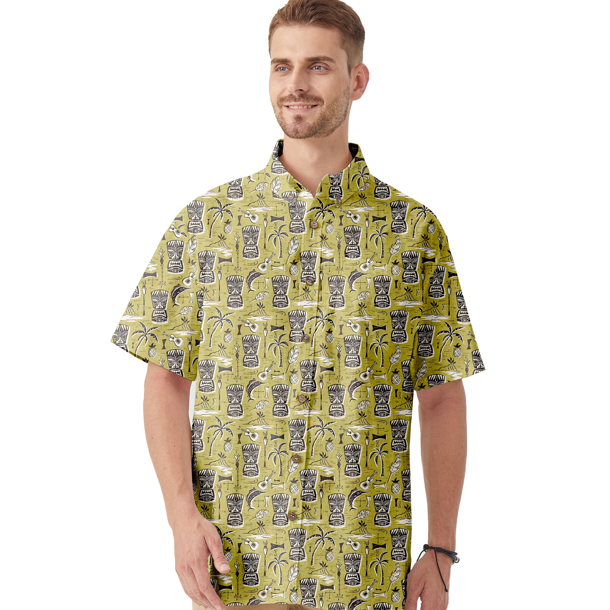 Retro Mid Century Modern Tiki Hawaii Shirt, Tropical Tiki Hawaii Shirt