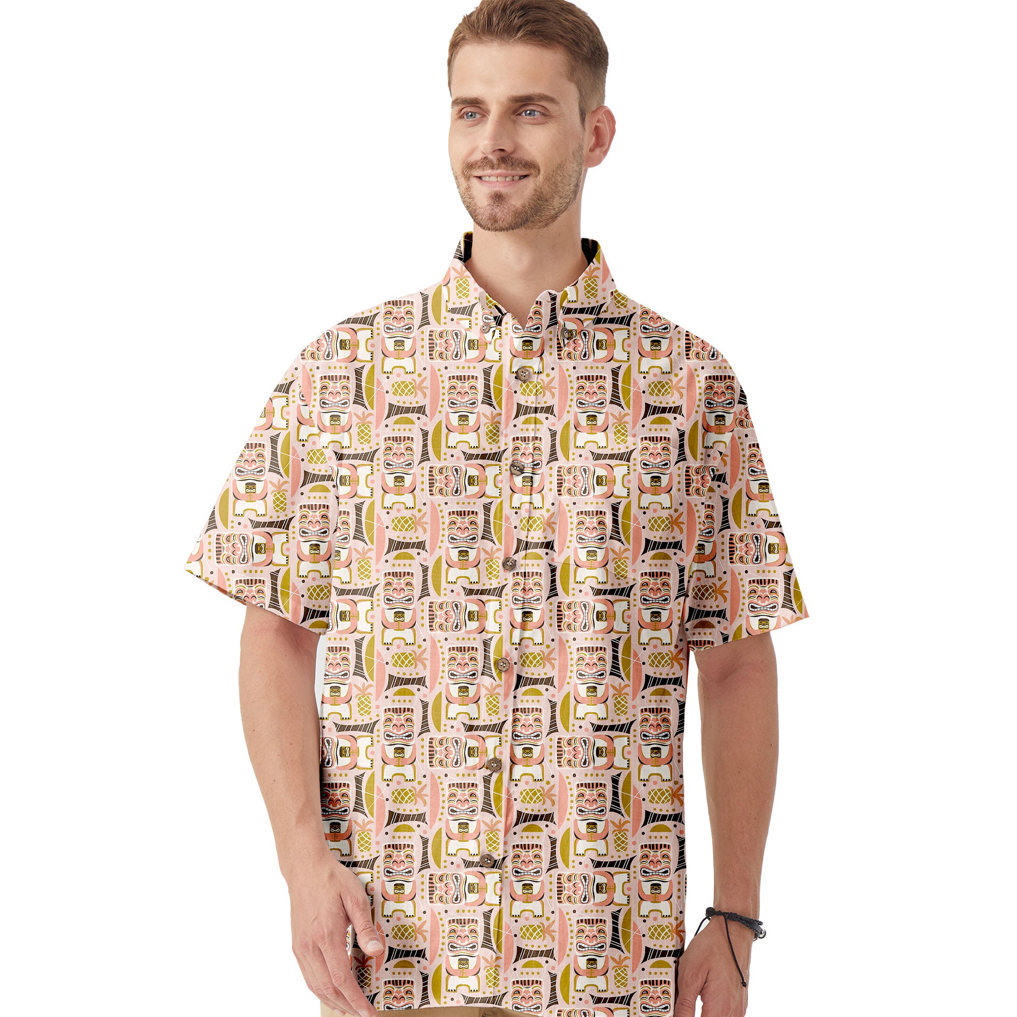 Retro Mid Century Modern Tiki Hawaii Shirt, Tropical Tiki Hawaii Shirt