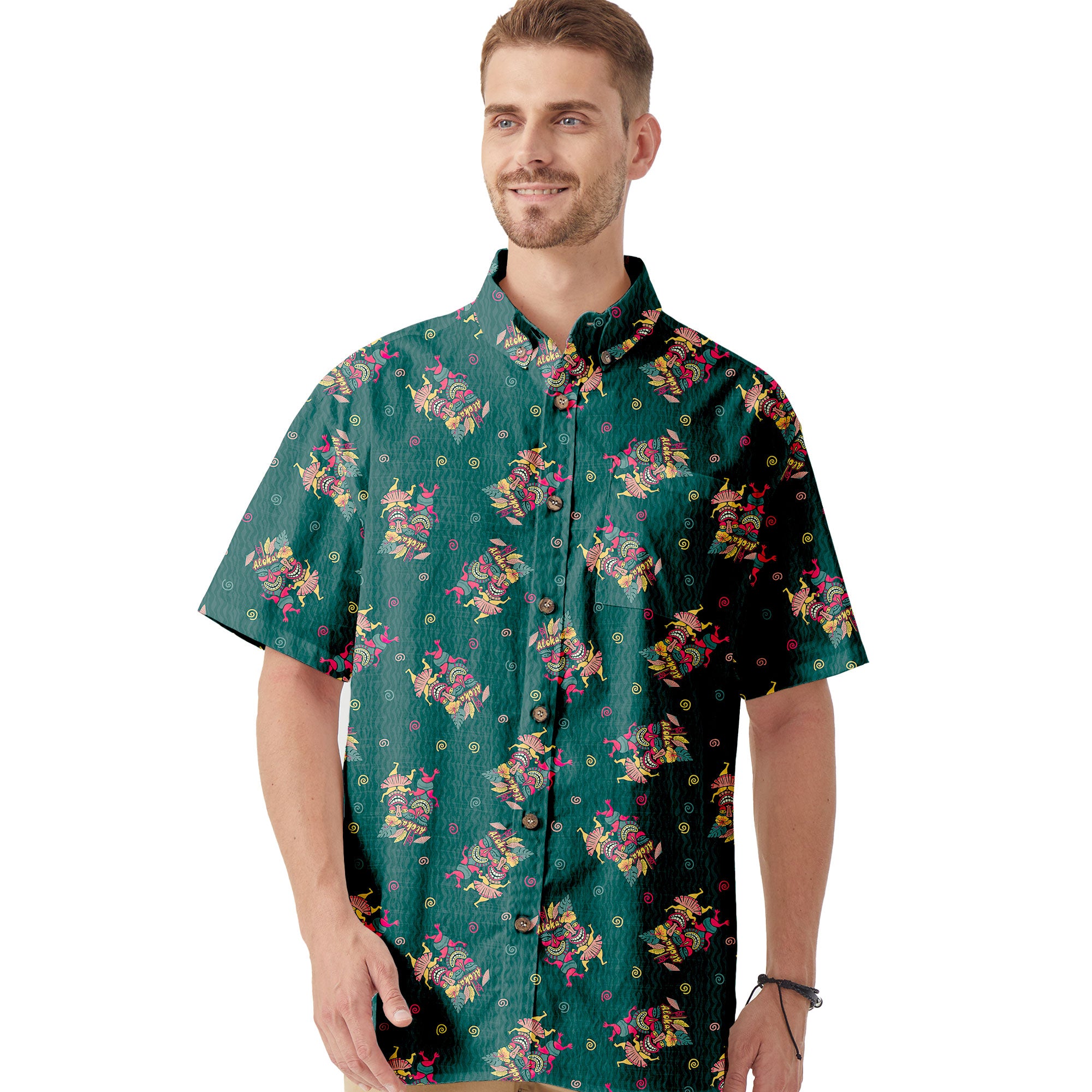 Hula Dancing Tiki Hibiscus Flower Hawaii Shirt