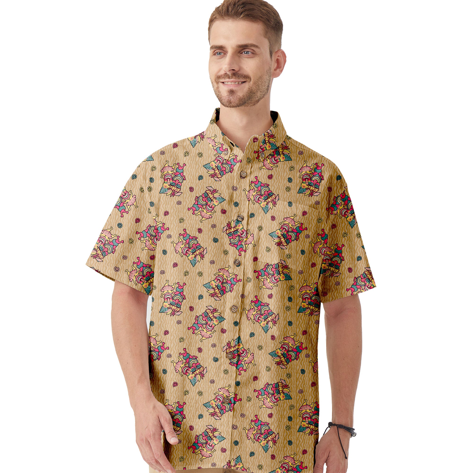 Hula Dancing Tiki Hibiscus Flower Hawaii Shirt