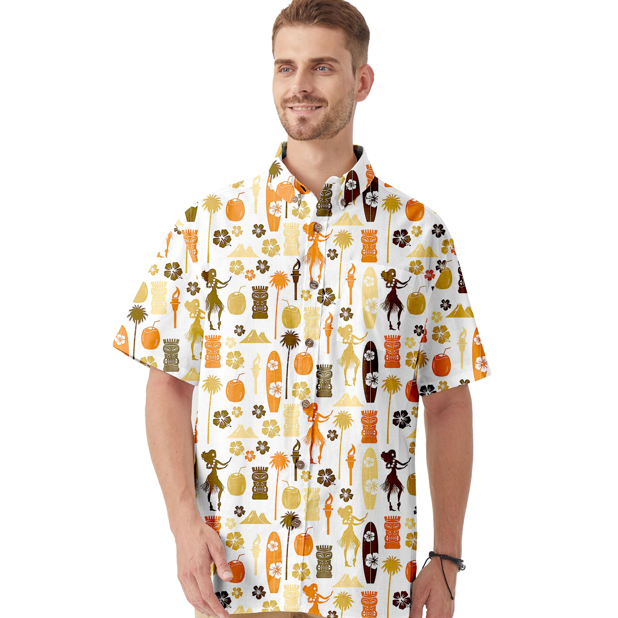 Tiki Mask Hibiscus Flowers Hawaii Shirt