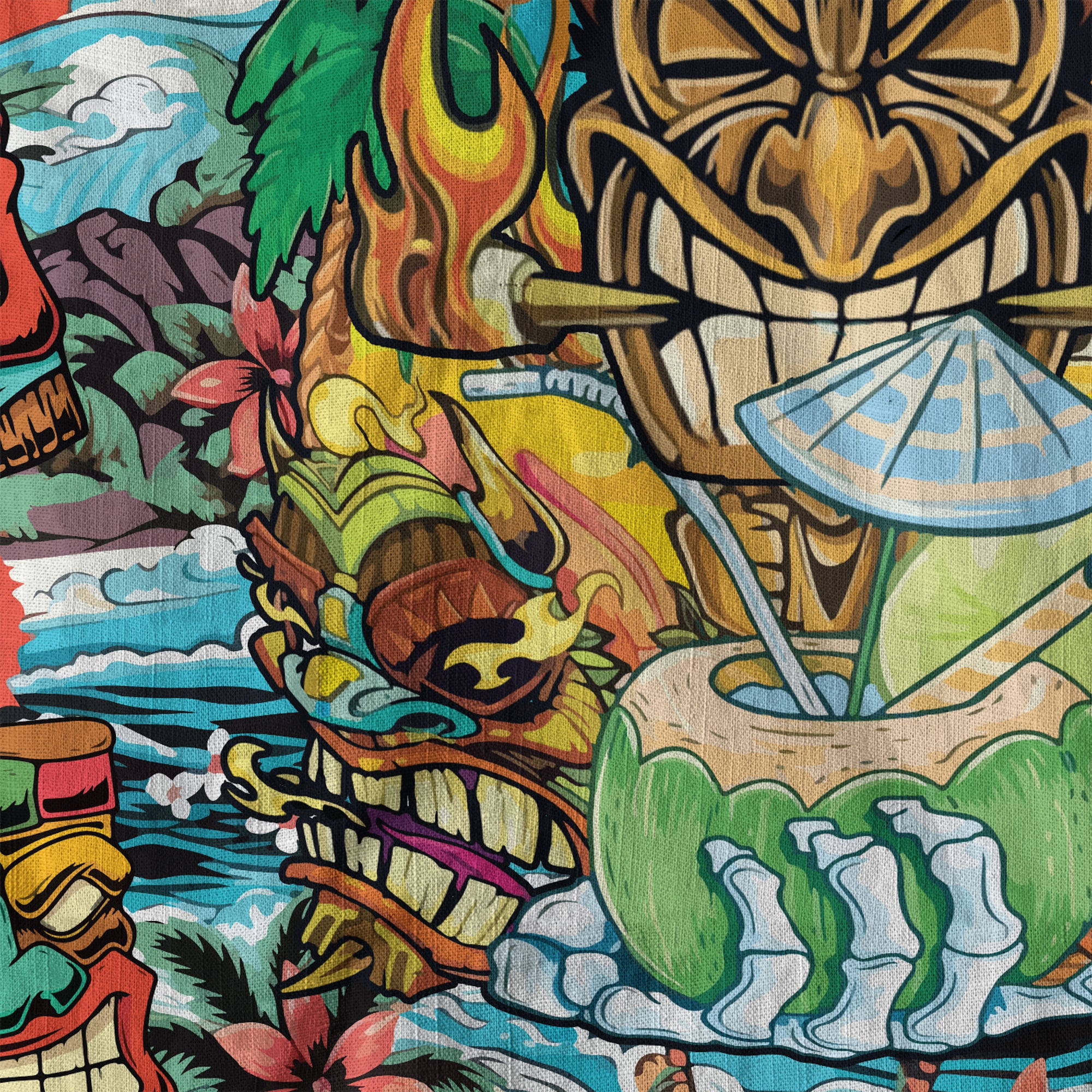 Tiki Mask Hawaii Shirt, Aloha Tiki Mask Pattern Aloha Hawaiian Shirt
