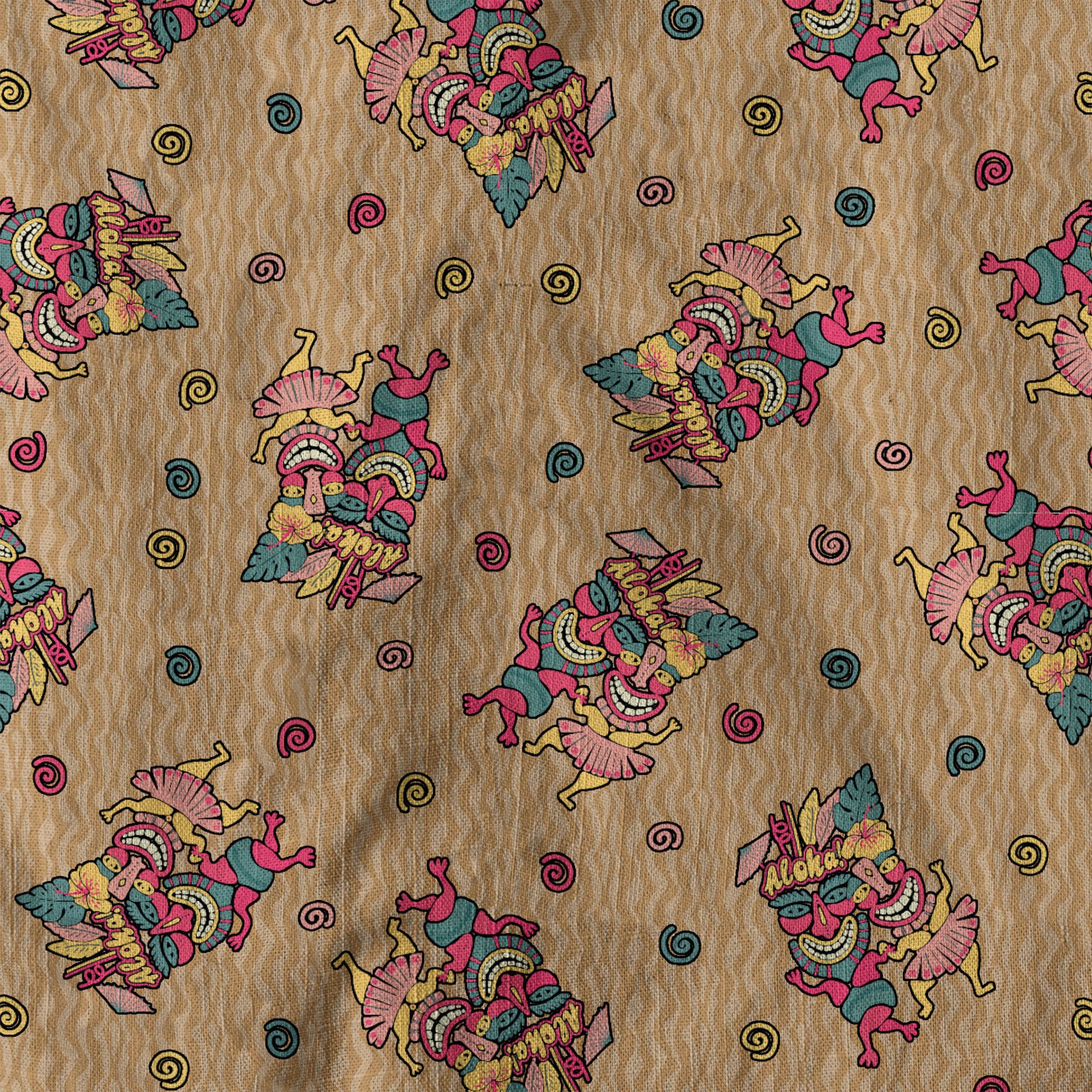 Hula Dancing Tiki Hibiscus Flower Hawaii Shirt