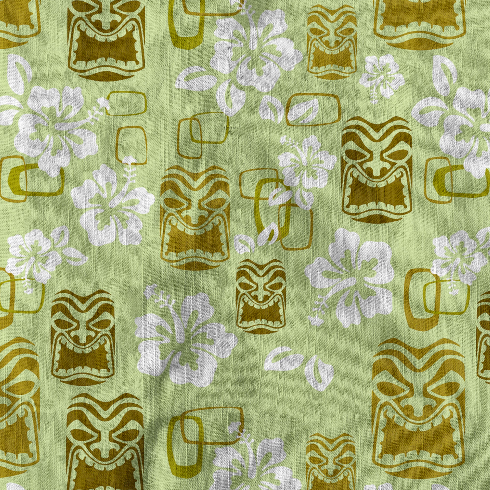 Tiki Mask Hibiscus Flowers Hawaii Shirt