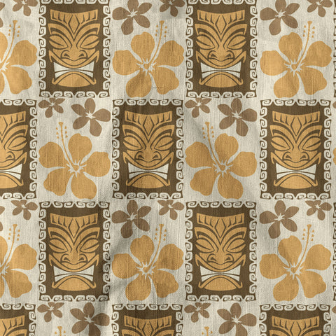 Tiki Mask Pattern Hawaiian Shirt, Tribal Tiki Hibiscus Pattern Hawaiian Shirt
