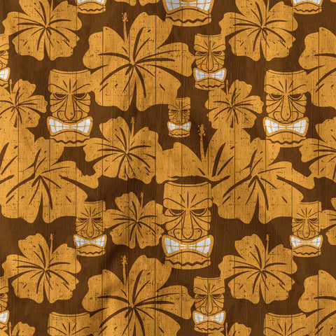 Tiki Mask Pattern Hawaiian Shirt, Tribal Tiki Hibiscus Pattern Hawaiian Shirt