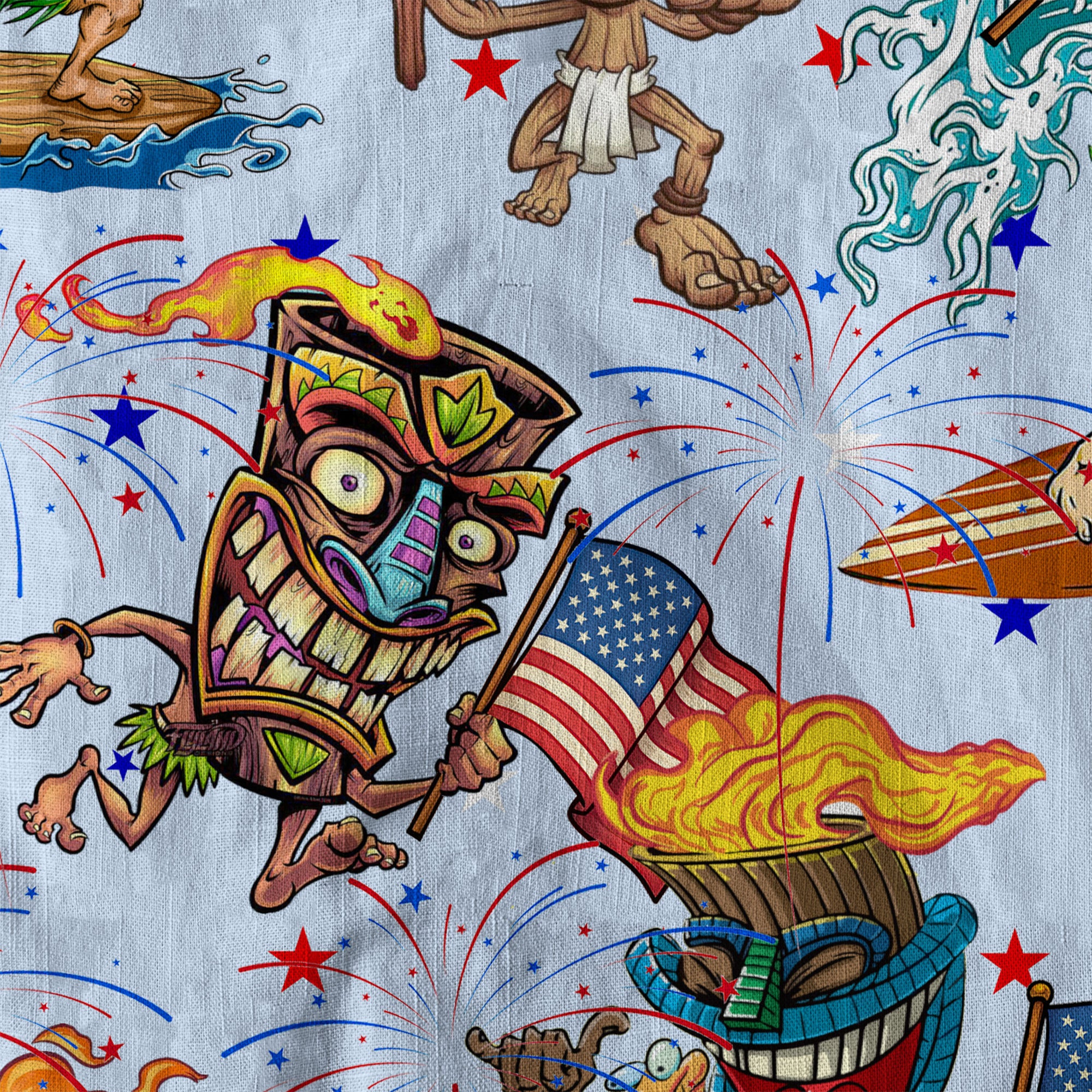 Tiki Mask 4th Of July - Cotton Hawaii Shirt