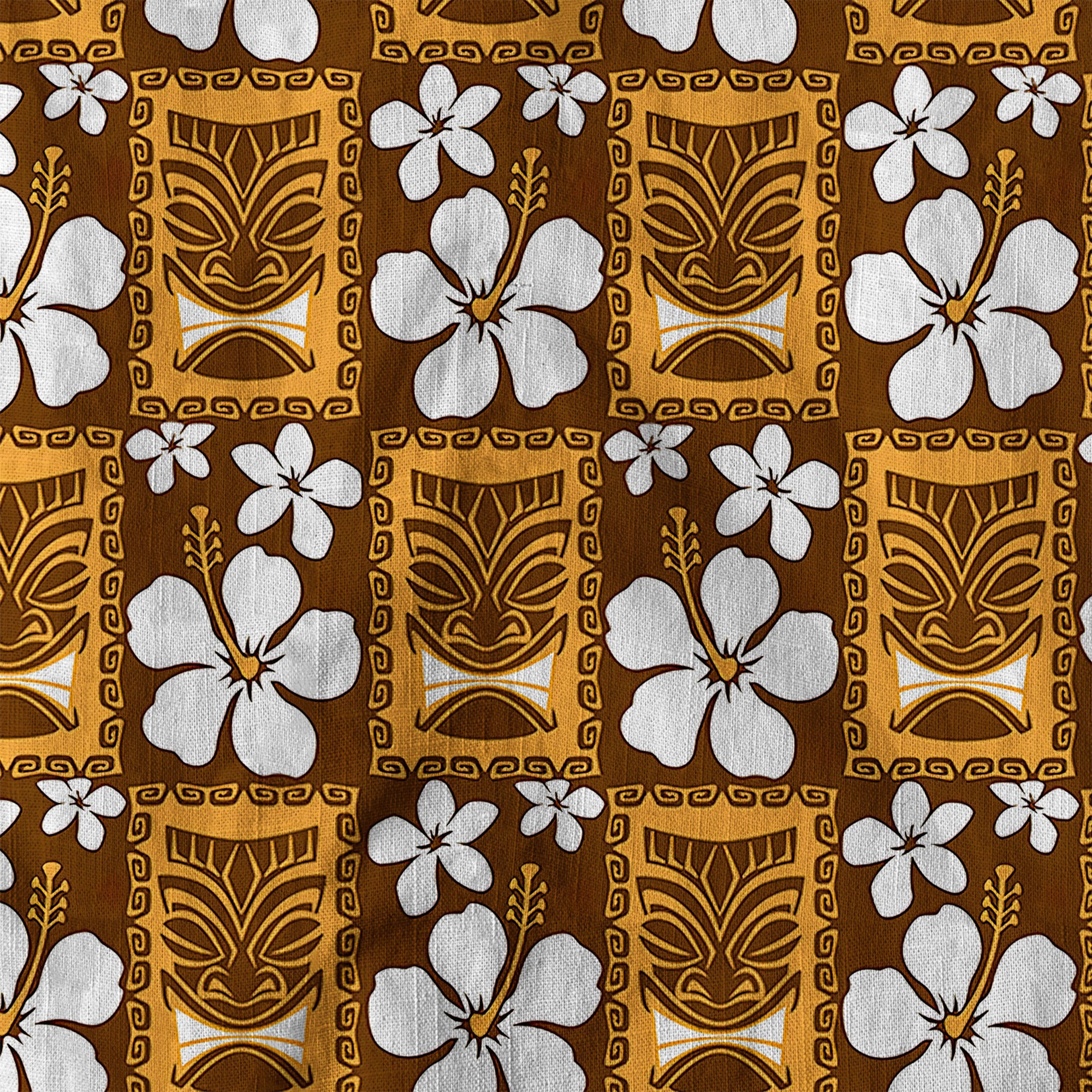 Tiki Mask Pattern Hawaiian Shirt, Tiki Floral Pattern Hawaii Shirt