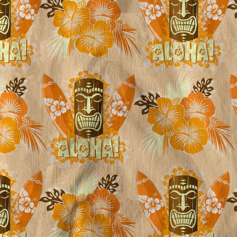 Tiki Mask Pattern Hawaiian Shirt, Tribal Tiki Hibiscus Hawaiian Shirt