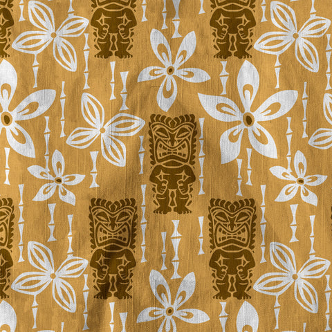 Tiki Mask Pattern Hawaiian Shirt, Tribal Tiki Hibiscus Hawaiian Shirt