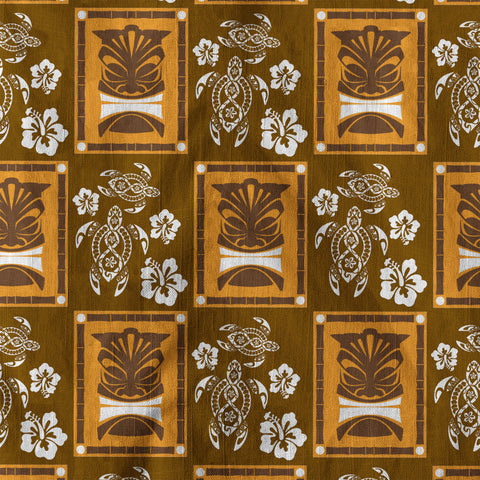 Tiki Mask Pattern Hawaiian Shirt, Tribal Tiki Hibiscus Hawaiian Shirt