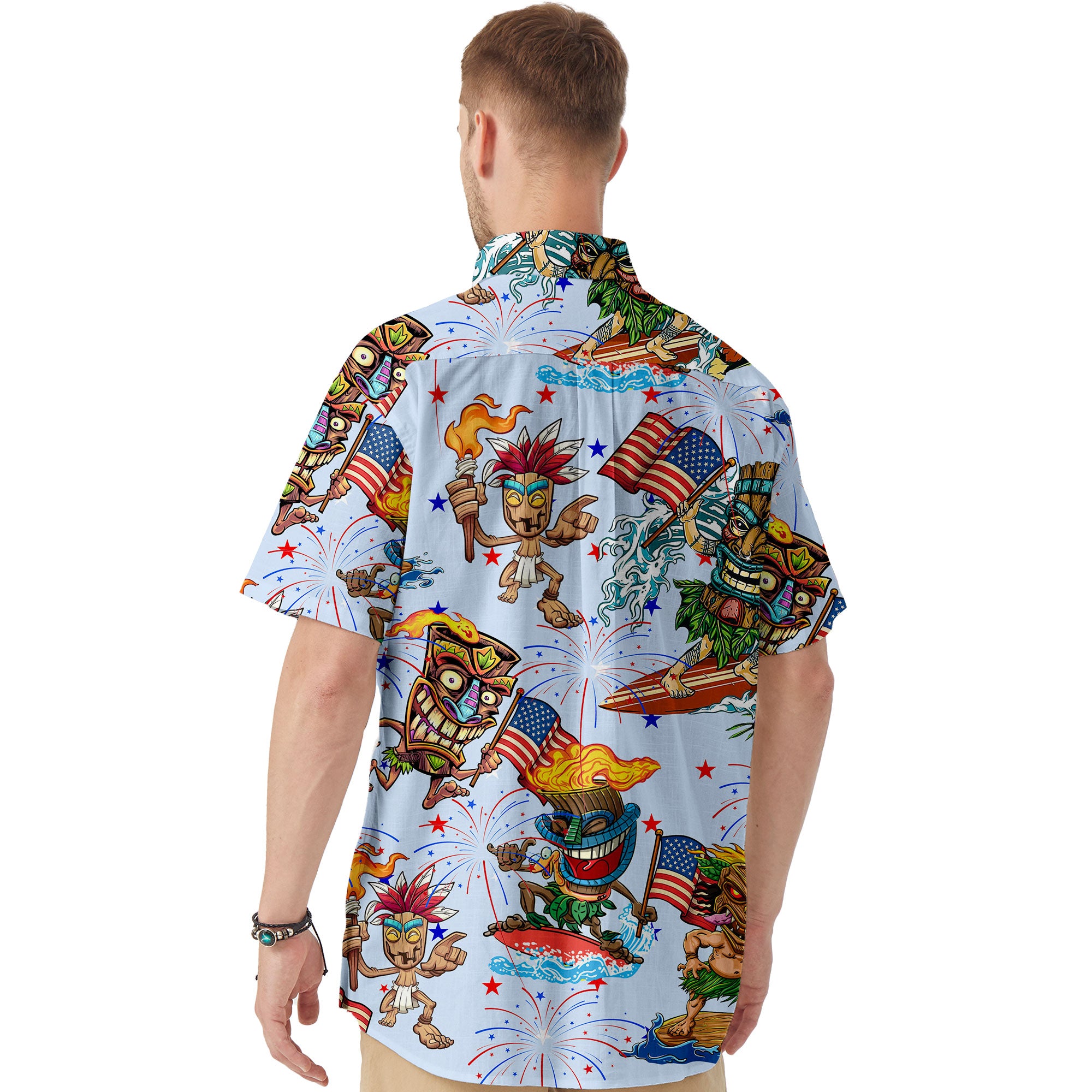 Tiki Mask 4th Of July - Cotton Hawaii Shirt