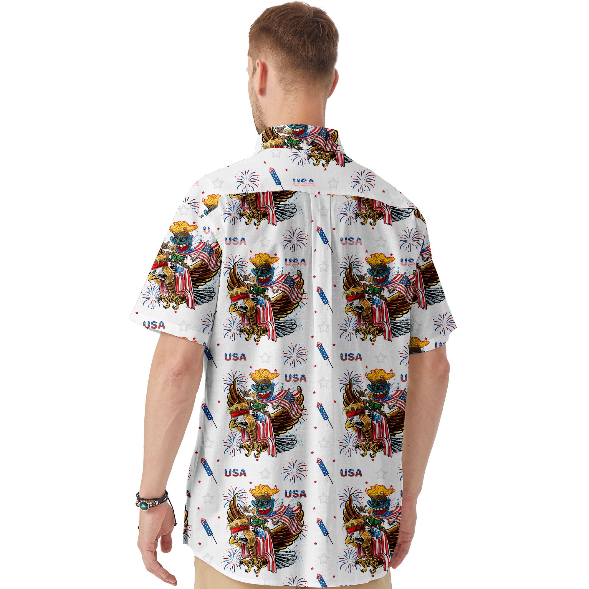 Independence Day of USA Tiki Eagle - Cotton Hawaii Shirt