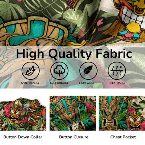 Tiki Mask Hawaii Shirt, Aloha Tiki Mask Pattern Aloha Hawaiian Shirt