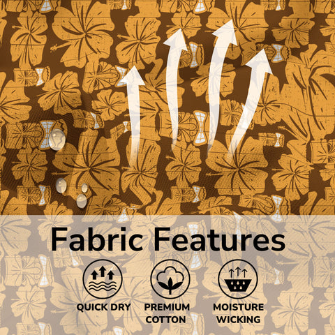Tiki Mask Pattern Hawaiian Shirt, Tribal Tiki Hibiscus Pattern Hawaiian Shirt
