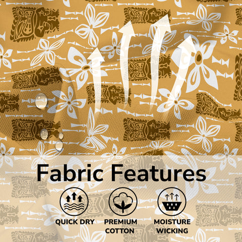 Tiki Mask Pattern Hawaiian Shirt, Tribal Tiki Hibiscus Hawaiian Shirt