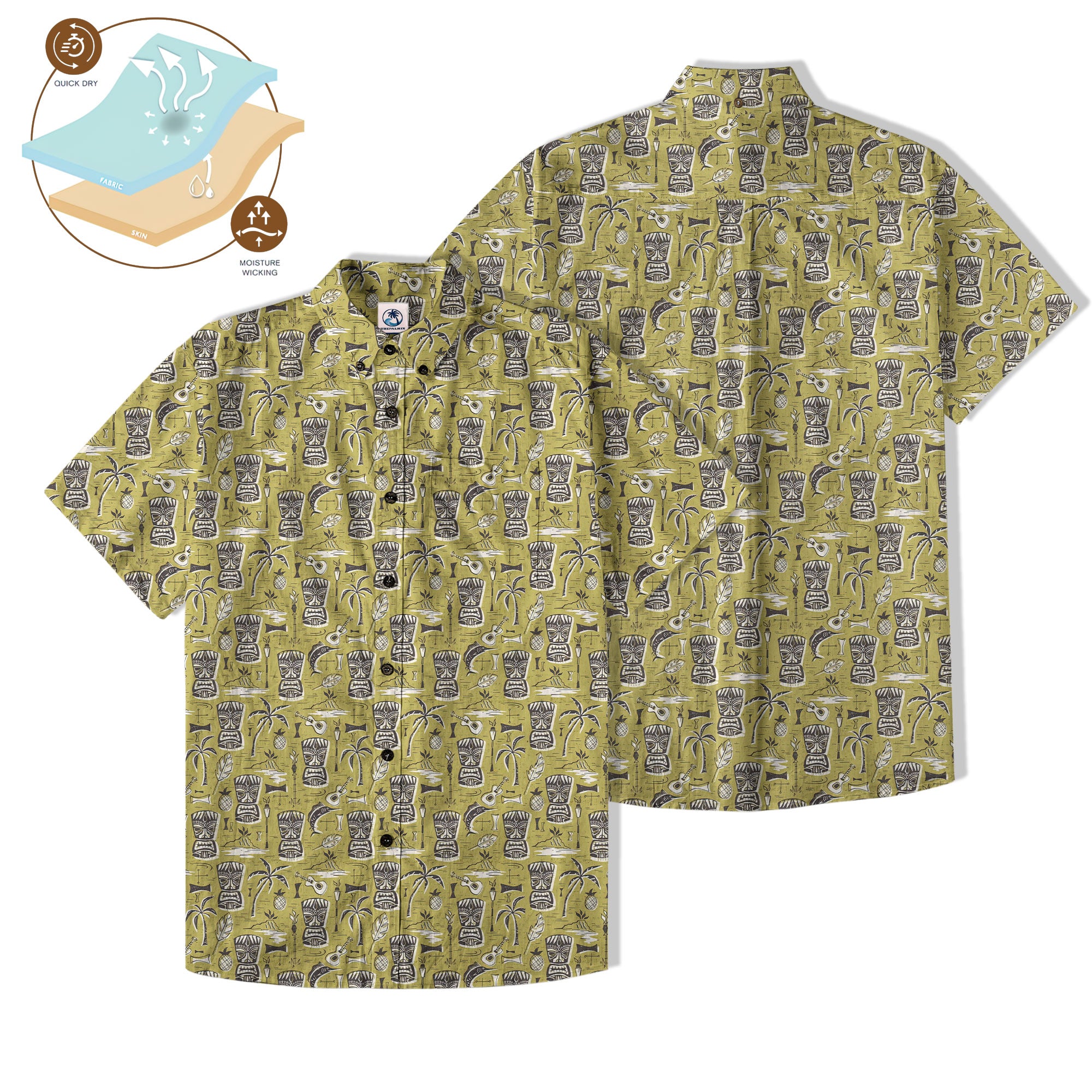 Retro Mid Century Modern Tiki Hawaii Shirt, Tropical Tiki Hawaii Shirt