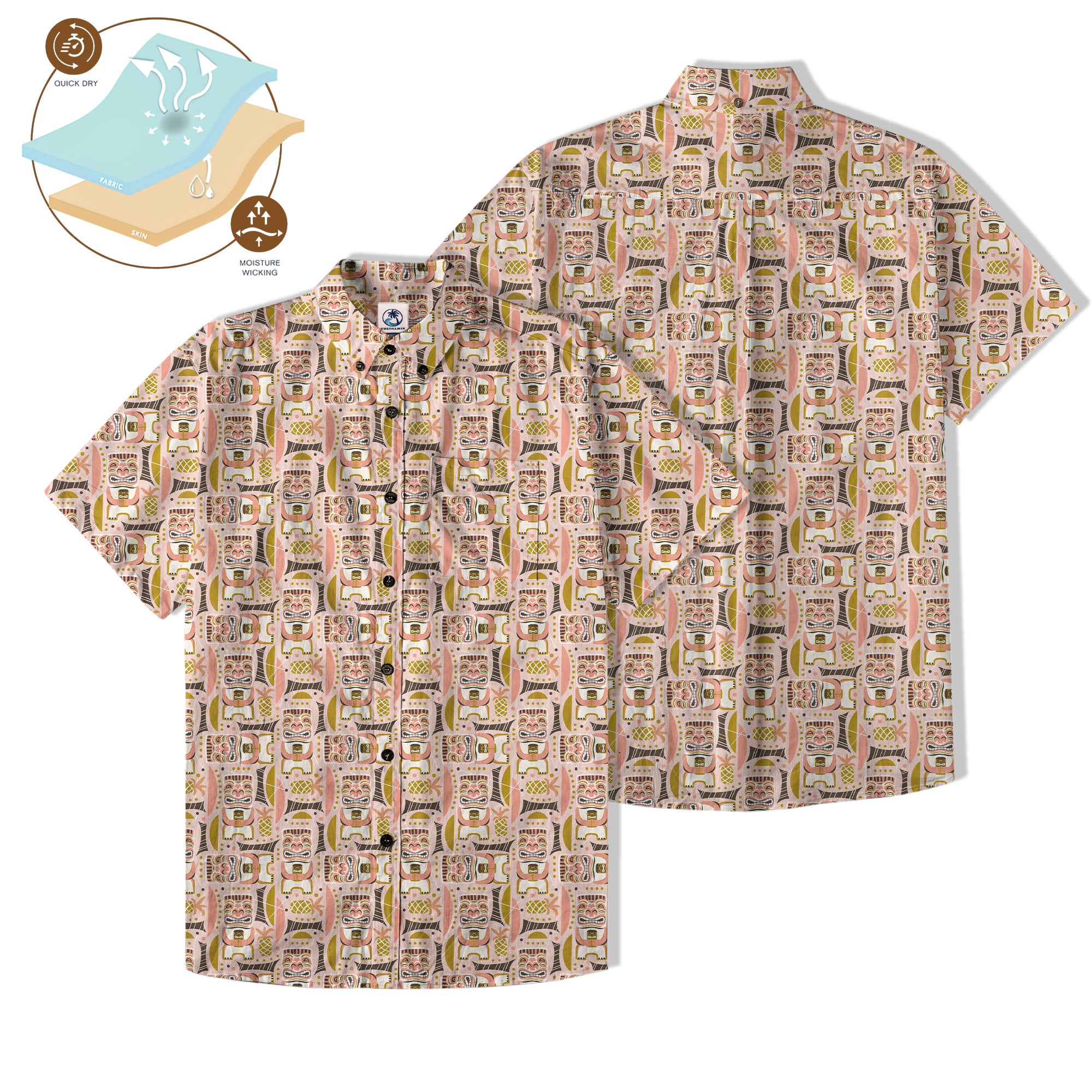 Retro Mid Century Modern Tiki Hawaii Shirt, Tropical Tiki Hawaii Shirt