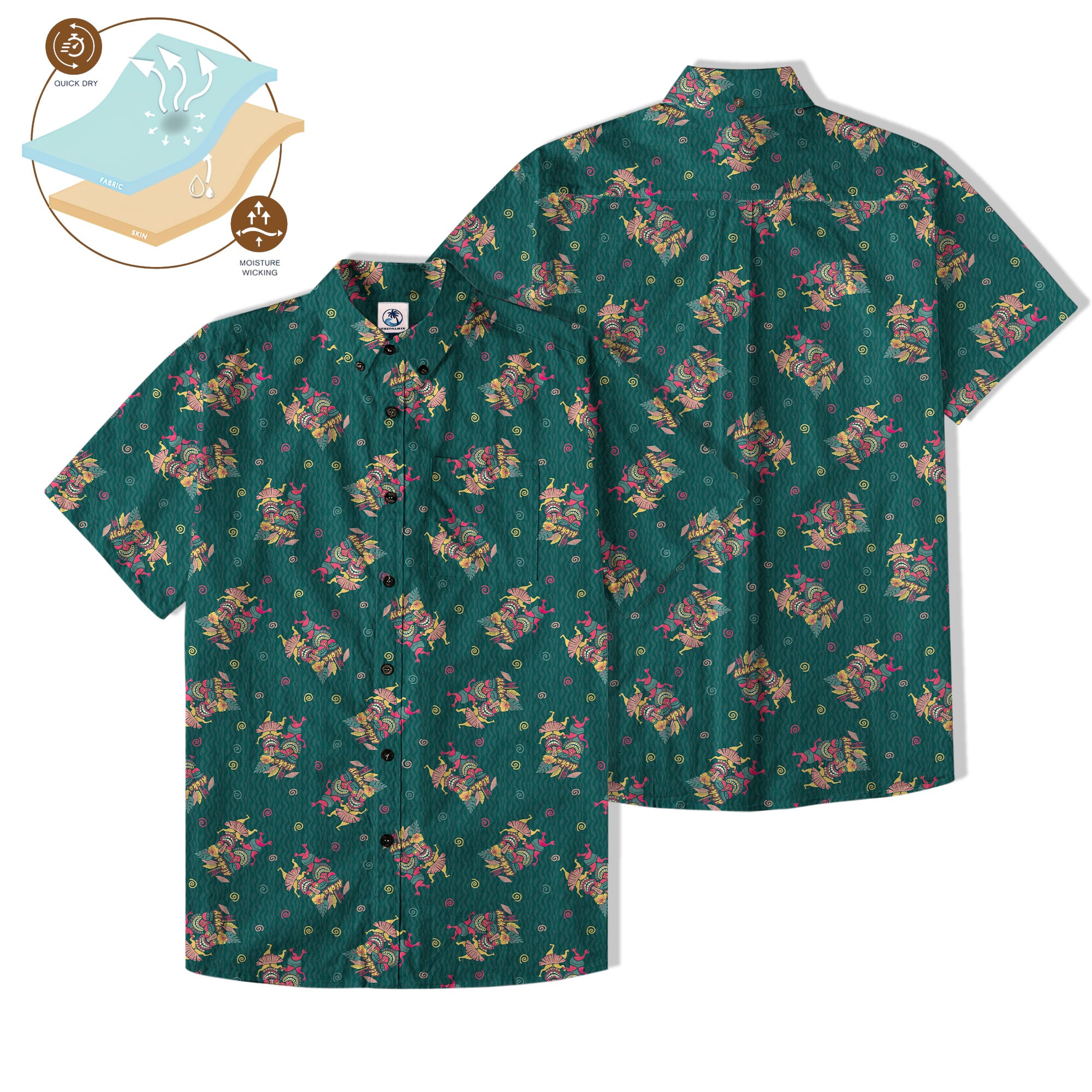 Hula Dancing Tiki Hibiscus Flower Hawaii Shirt