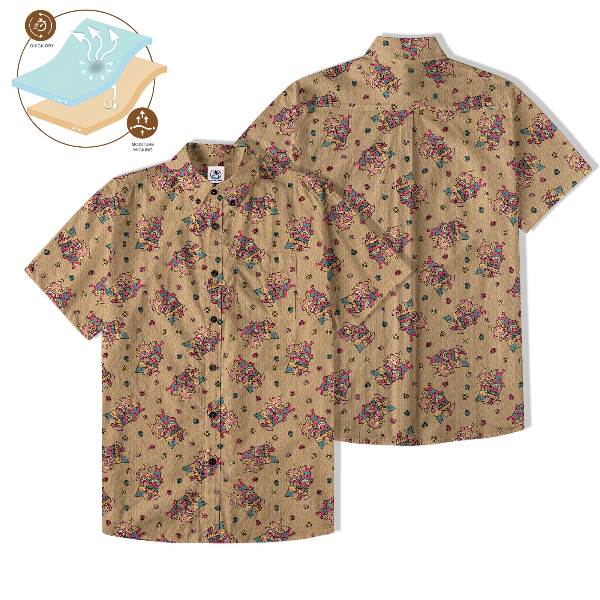 Hula Dancing Tiki Hibiscus Flower Hawaii Shirt