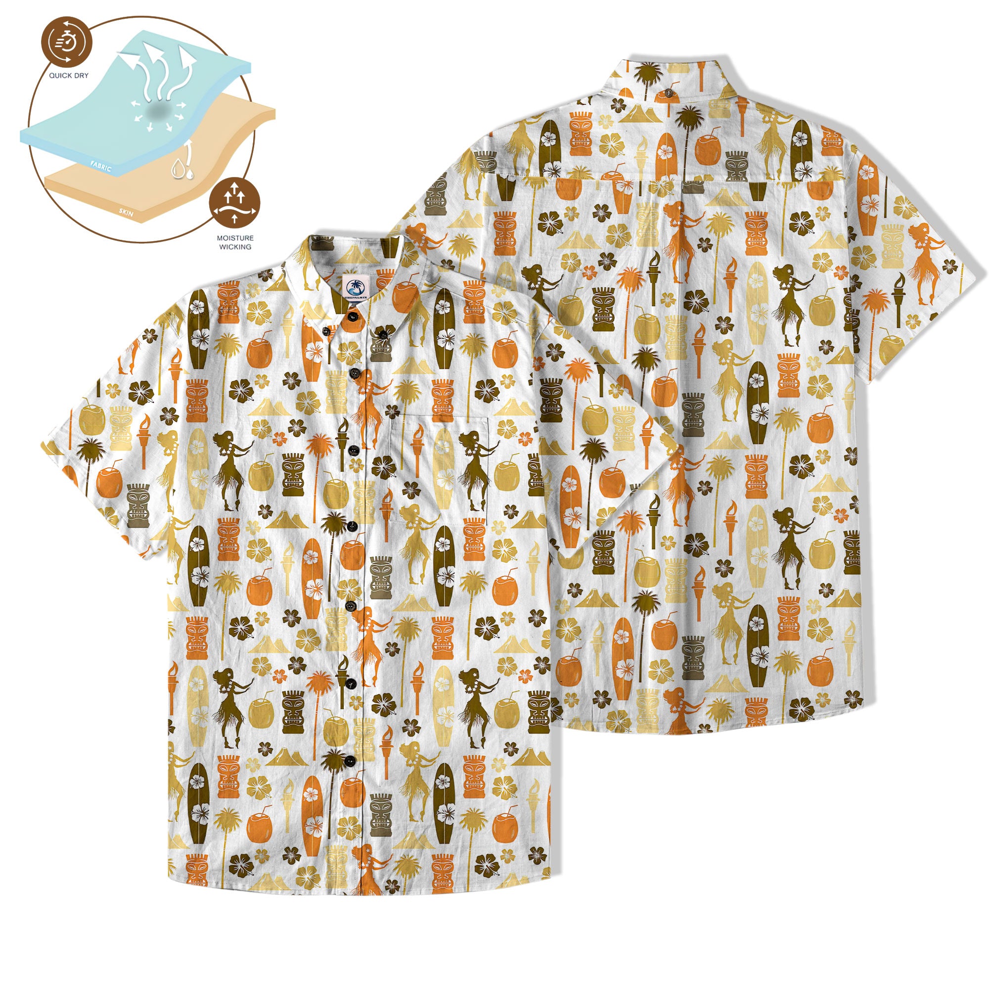 Tiki Mask Hibiscus Flowers Hawaii Shirt